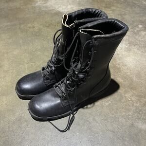 Vintage 80s Black Leather Military Paratrooper Combat Boots